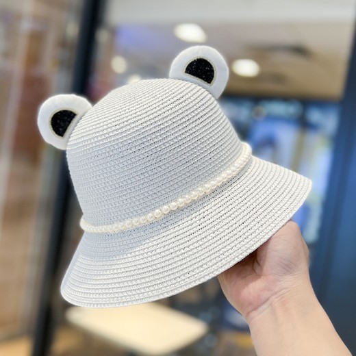 Little Bear Ears Fisherman Cute Simple Straw Hat
