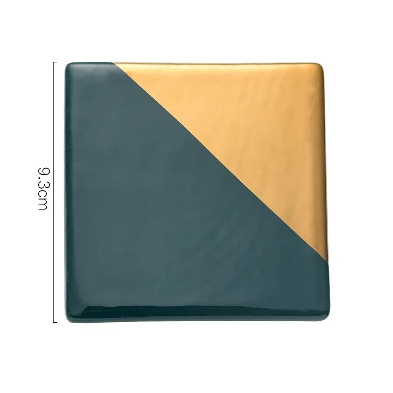 Vintage green gilded ceramic coaster