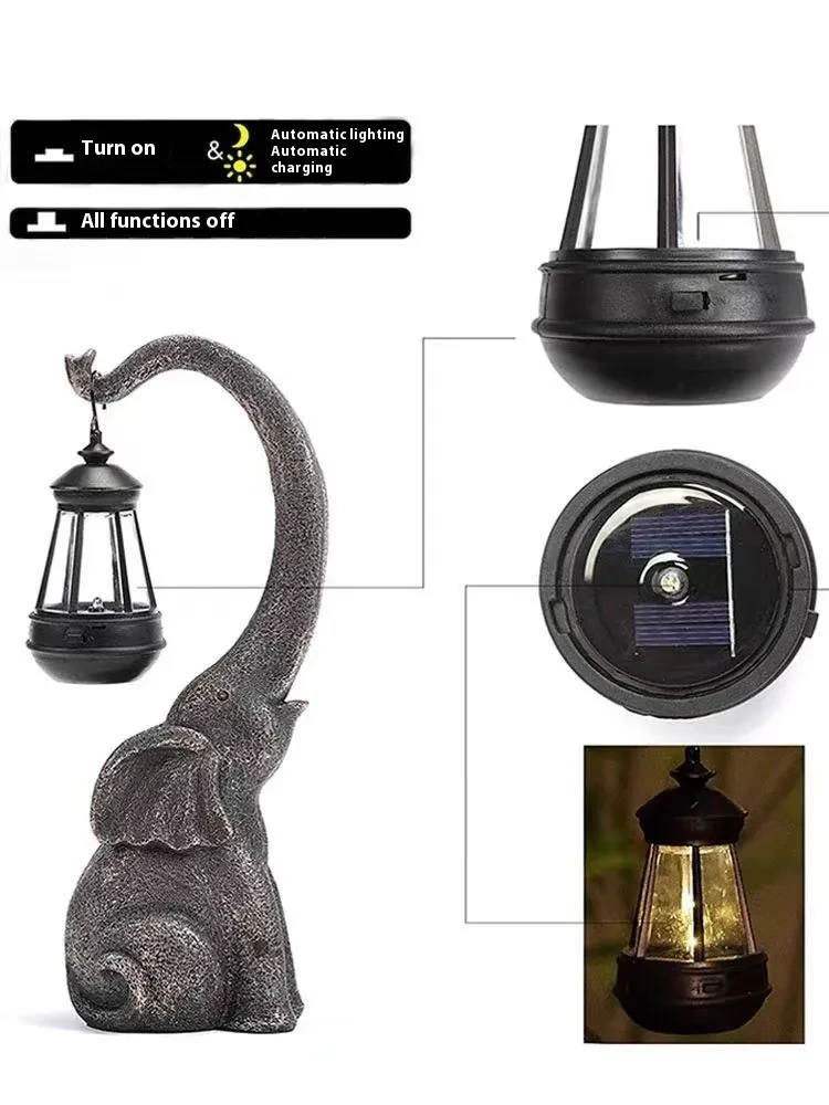 Stone Elephant Resin Atmosphere Lantern Ornament