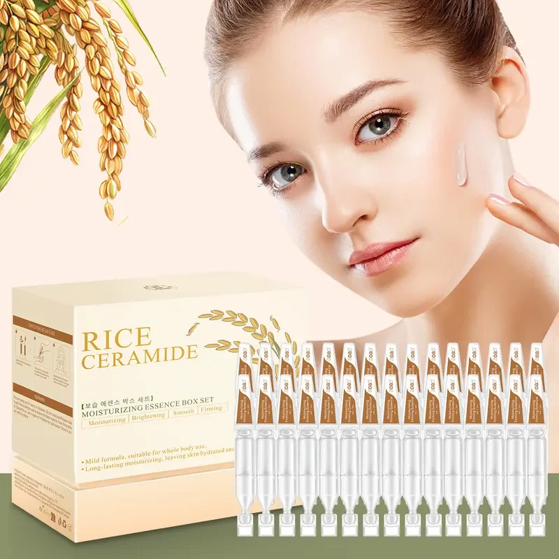 Rice Ceramide Moisturizing Essence Kit with Hyaluronic Acid, Citric Acid, Vitamin E, Glycerin - Glycerin-Enriched for All Skin Types - Nourishing & Hydrating Skincare Gift Set for Women