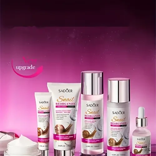 6pcs/set, Snail Recombinant Collagen Skincare Gift Set Wrinkle Smoothing & Moisturizing Facial Serum, Cleanser, Eye Serum, Essence Cream, Toner, Sachet For Dull Skin & Pore Shrinking
