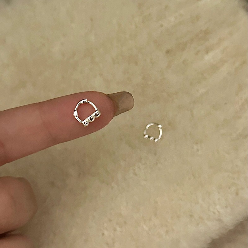 Real 925 Sterling Silver Small Cute Geometric Heart Hoop Earrings