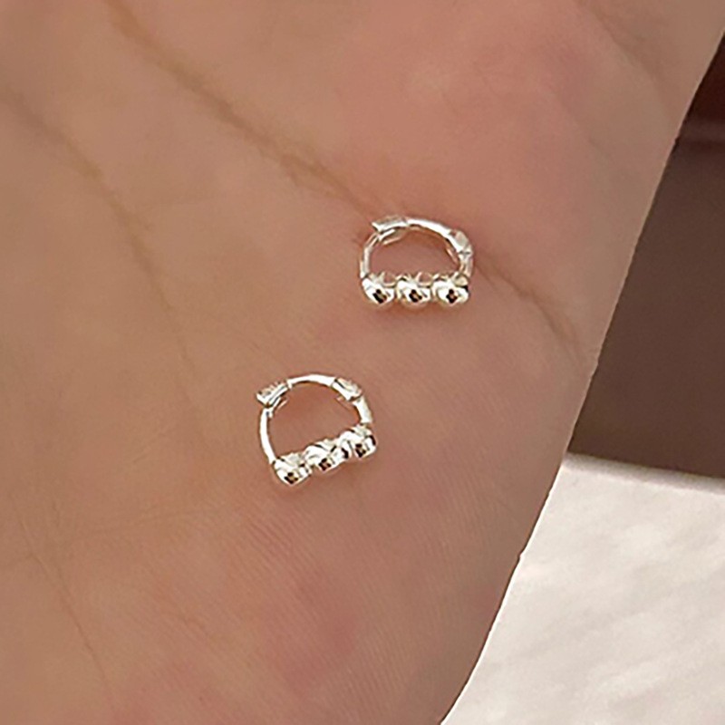 Real 925 Sterling Silver Small Cute Geometric Heart Hoop Earrings