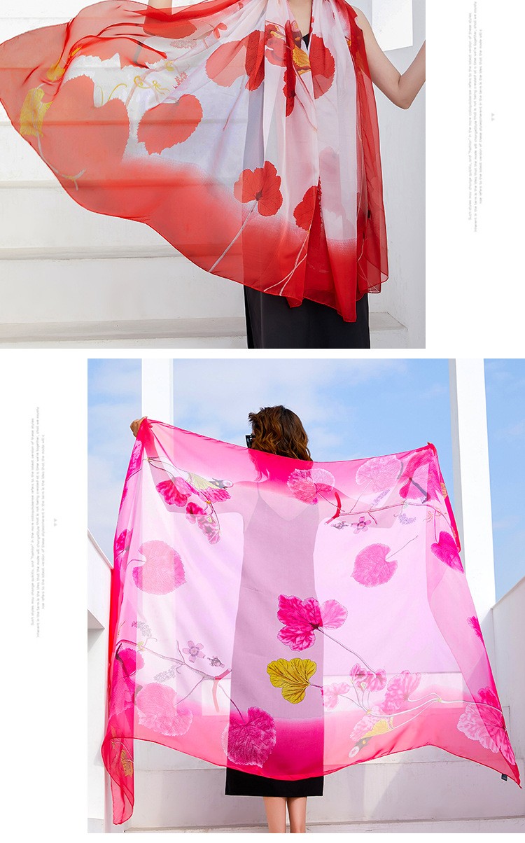 Polyester Women's Summer Silk Scarf Oversized Sunscreen Lightweight Beach Towel