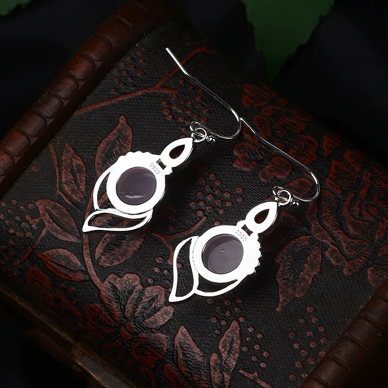 Hibiscus Stone Crystal Earrings Drop Pear-shaped Earrings