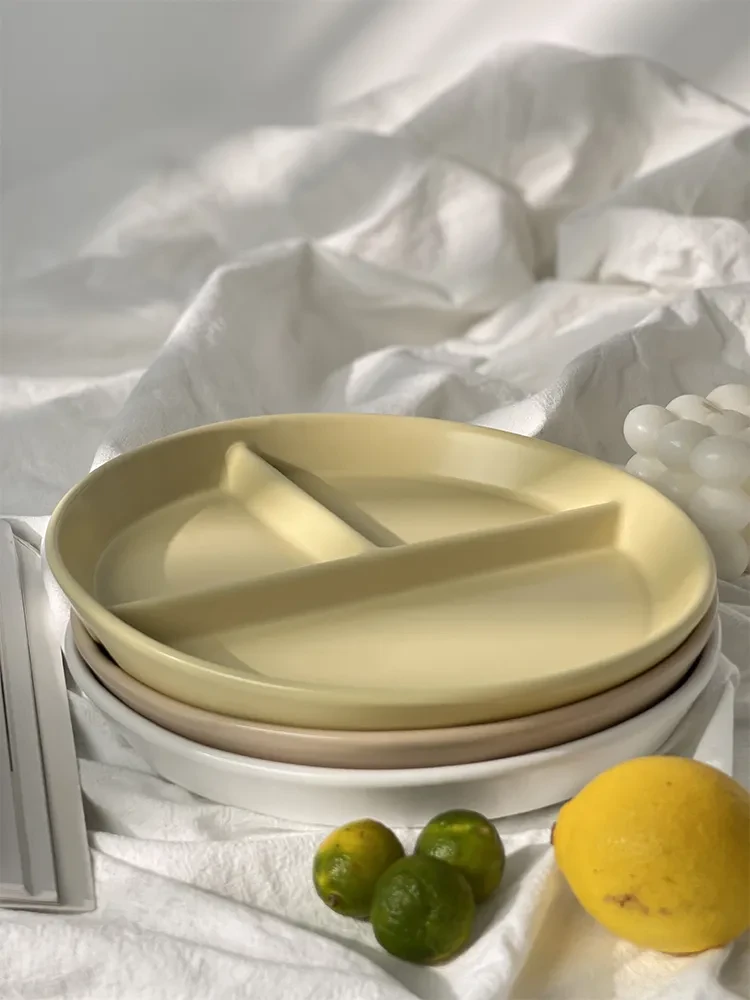 Matte Round Serving Divider Plate Ceramic