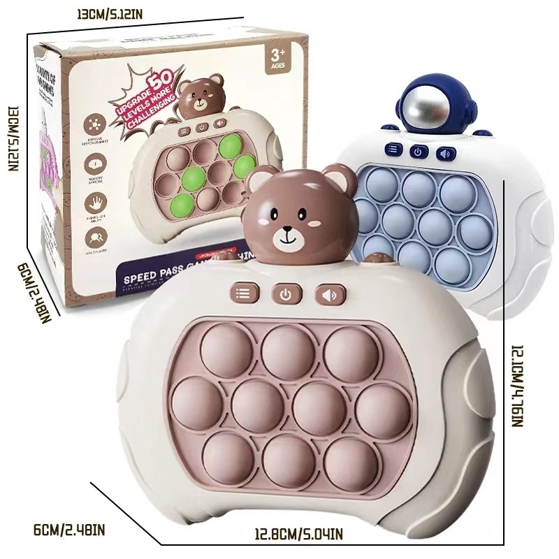 Quick Push Bubbles Game Machine Kids Cartoon Fun Whac-A-Mole Squeezing Anti-Stress Sensory Bubble Pop Fidget Toy