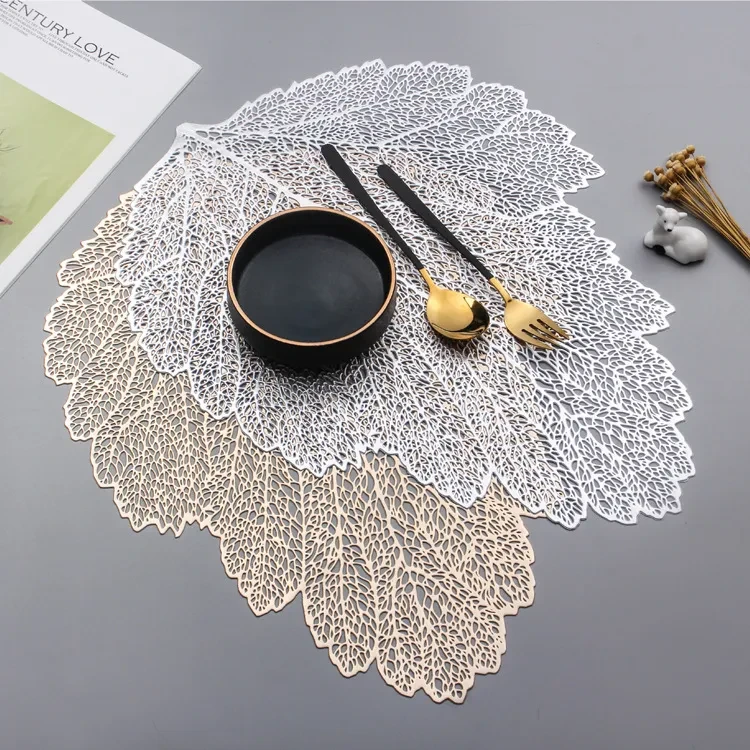 European And American Placemats With Hollow Leaves, Insulation And Non-slip PVC
