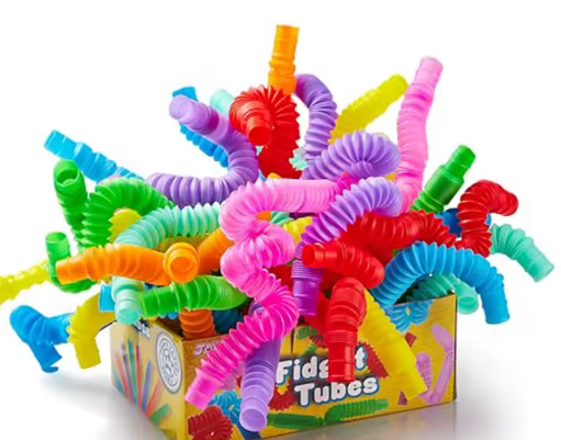 10/30/50PCS Rainbow Pop Tubes Sensory Toy Stress Relief Telescopic Tube Stretching Fidget Toys Children Adult Decompression Toys