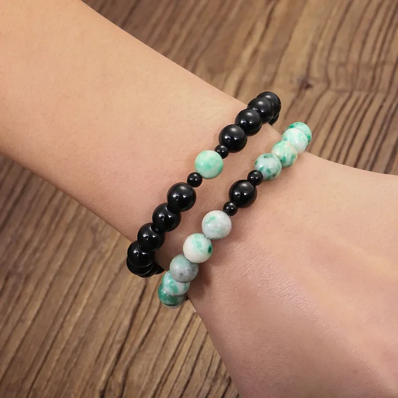 Summer Two-tone Stone Elastic Bracelet Yoga Bracelet Set