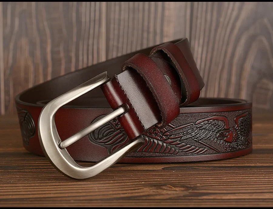 Men's Cut Cowhide Carved Belt