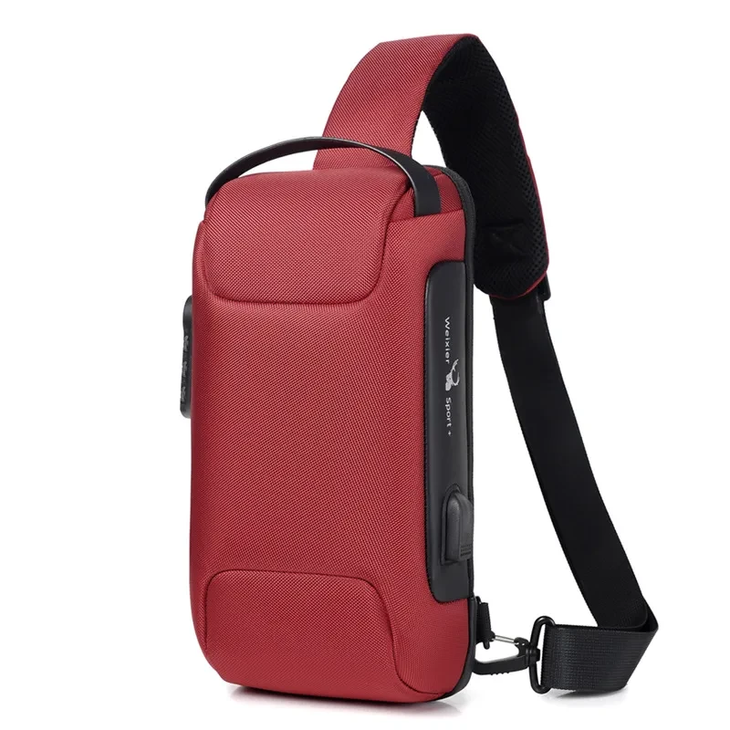 Waterproof USB Bag Men Chest Pack