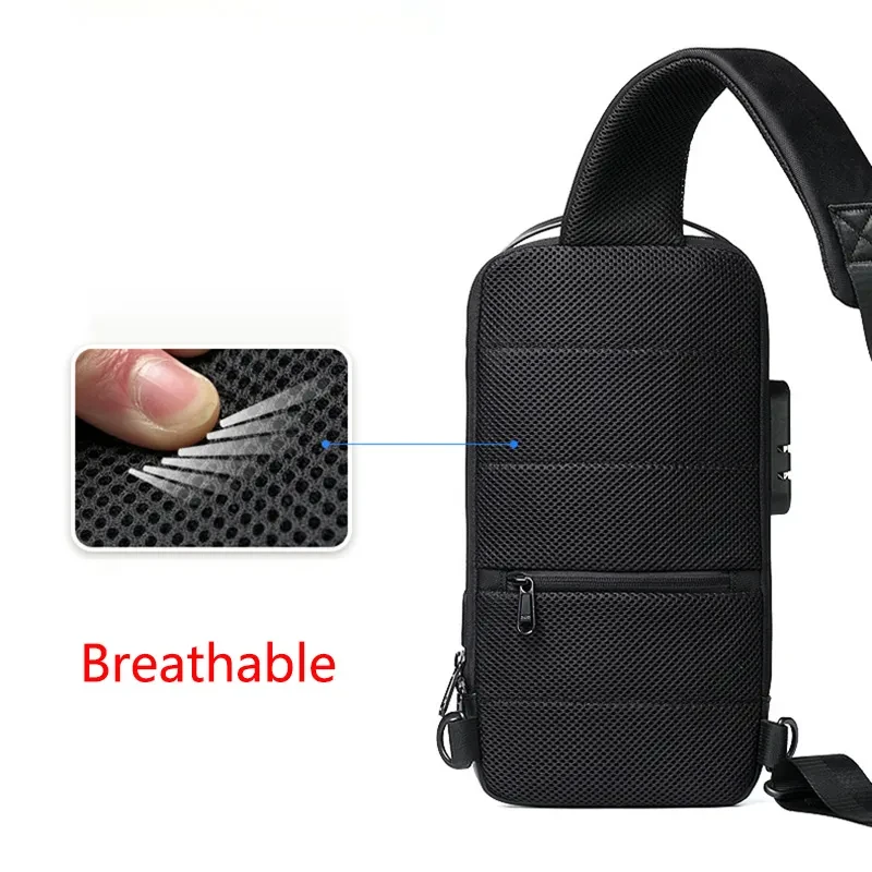 Waterproof USB Bag Men Chest Pack
