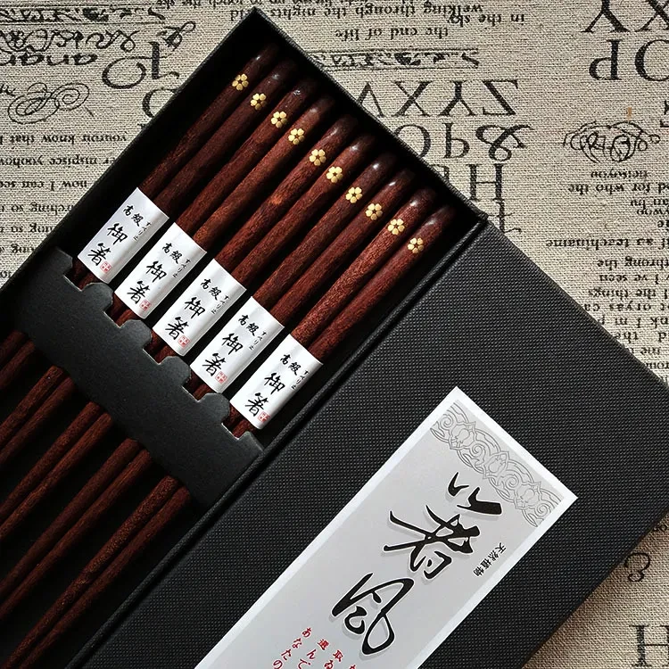 Five pairs of high-end gift chopsticks in gift box