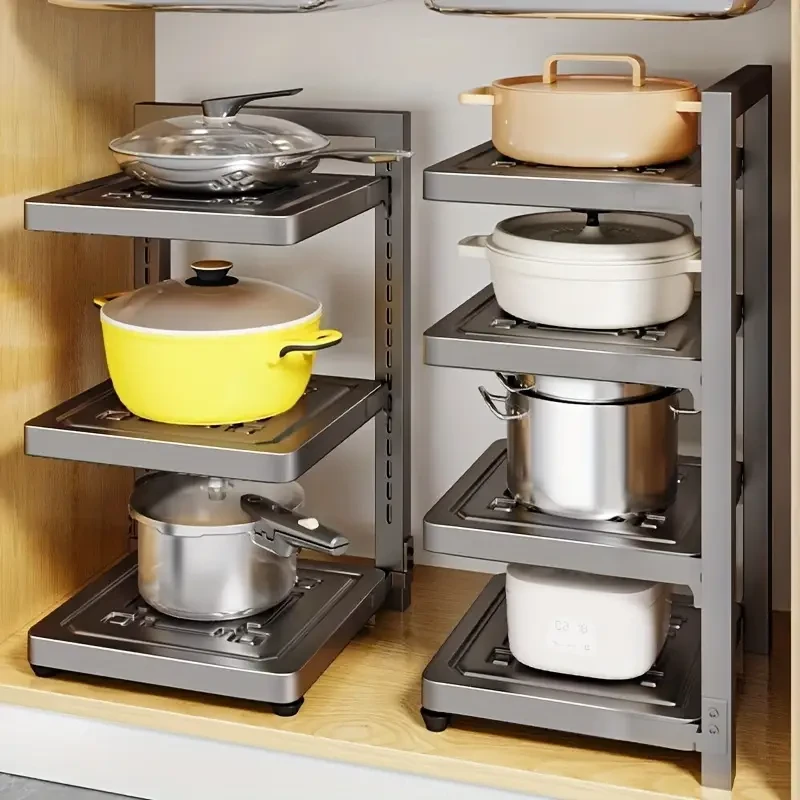 Multi-Tier Metal Pot Rack Organizer