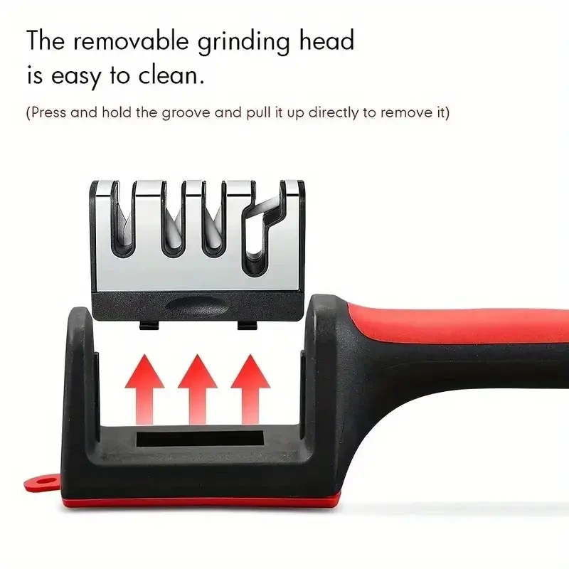 4-Stage Professional Knife Sharpener Diamond and Ceramic Rods, Safe Design