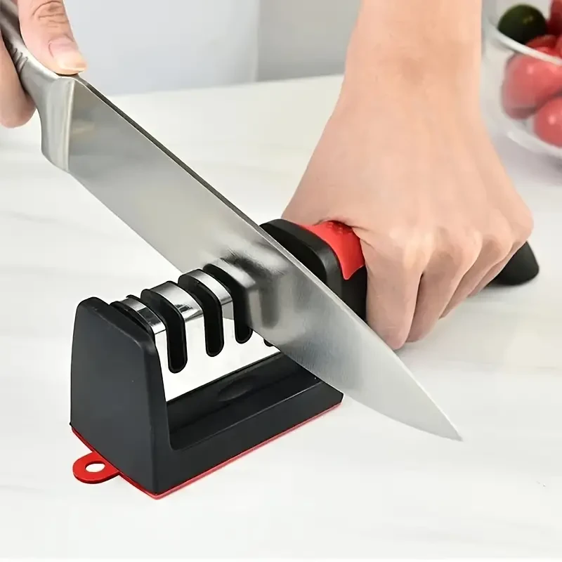 4-Stage Professional Knife Sharpener Diamond and Ceramic Rods, Safe Design