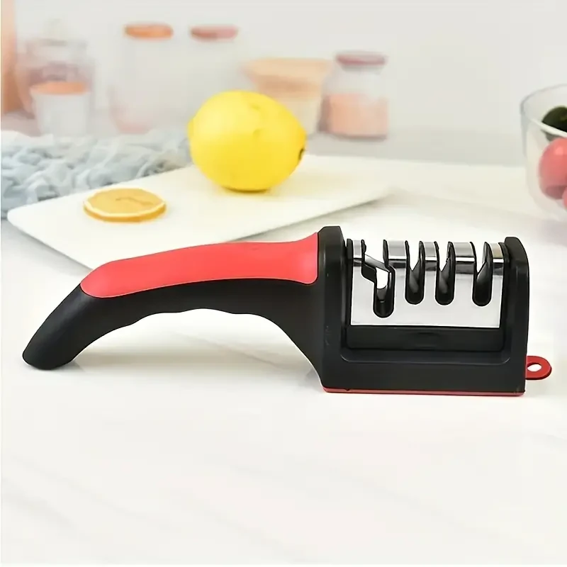 4-Stage Professional Knife Sharpener Diamond and Ceramic Rods, Safe Design