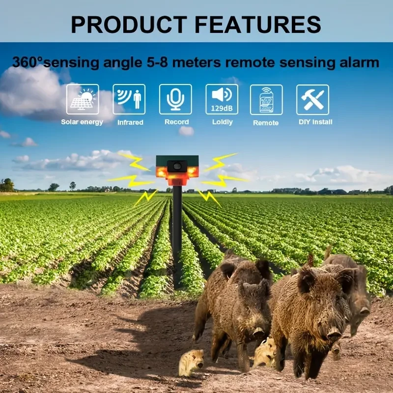 360 Solar Animal Repeller Alarm - Induction with 13 Effects and Recording