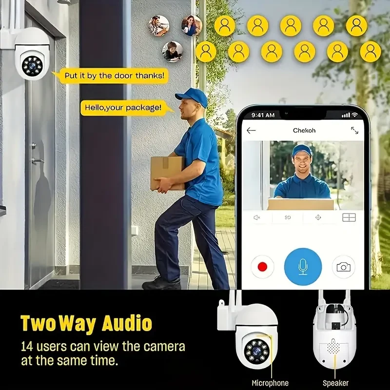 1080P Wireless Spherical Safety Camera - Panoramic Motion Detection