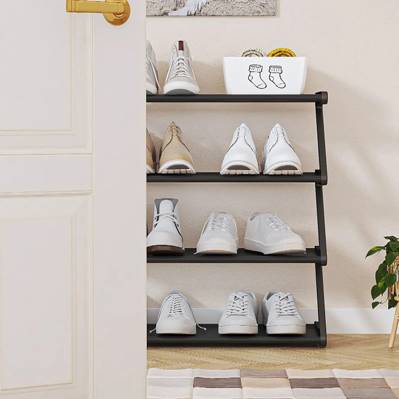 Simple Z-Shaped Fabric Dust-Proof Shoe Rack
