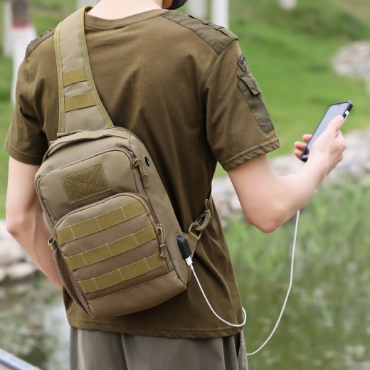 Outdoor Lure Camouflage Large Capacity Multi-functional Men's Shoulder Crossbody Tactical Chest Bag