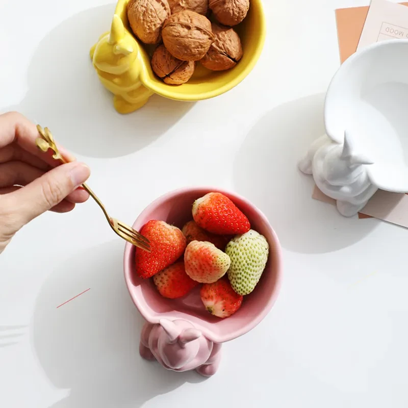 Cartoon Rabbit Souffle Ceramic Oven Dessert Salad Bowl