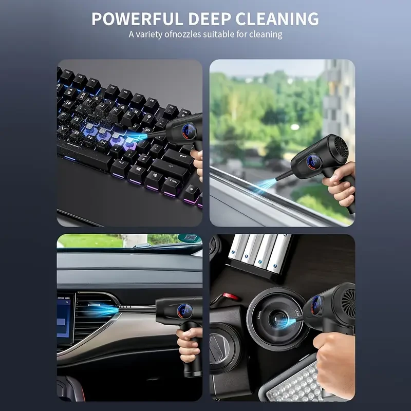 Cordless Electric Air Duster with 6000mAh Fast Charge