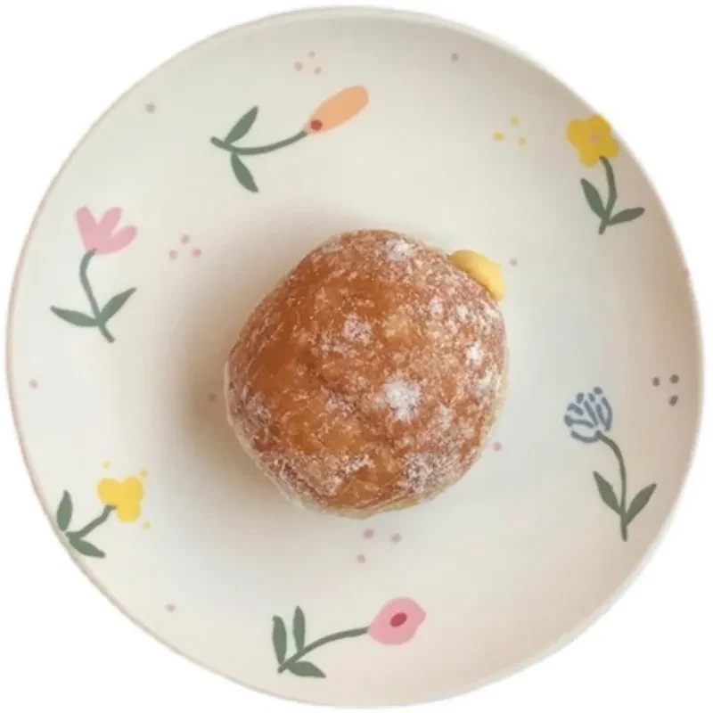 Ins Matte Hand Painted Floral Fruit Dessert Plate