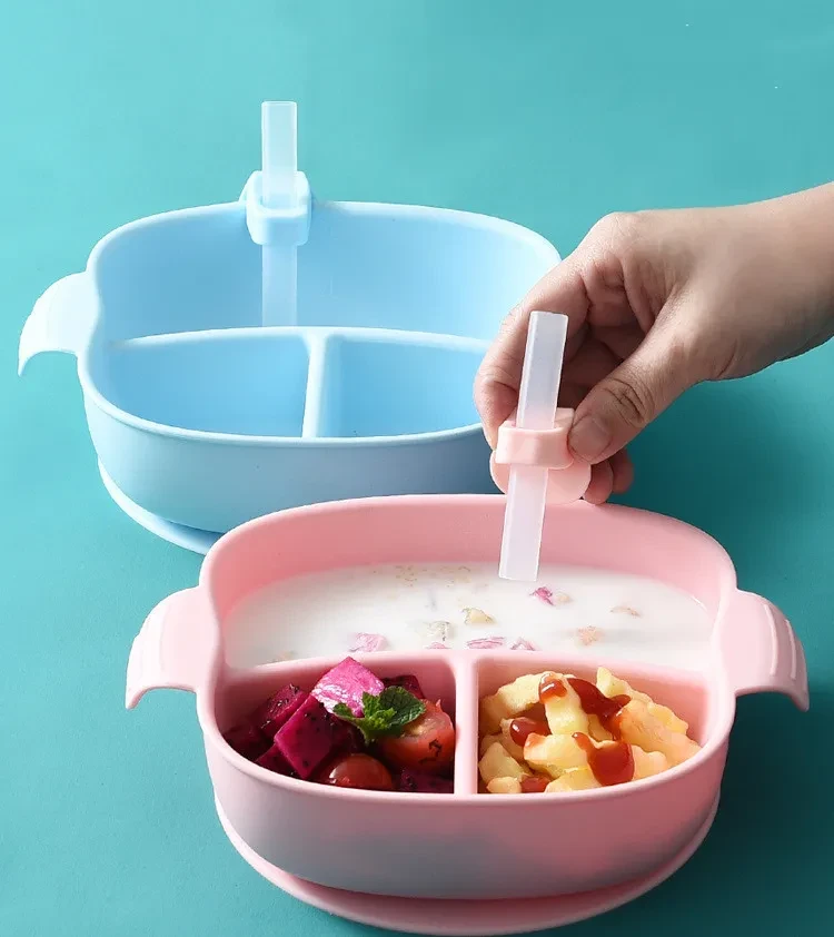 Large suction cup children's silicone plate