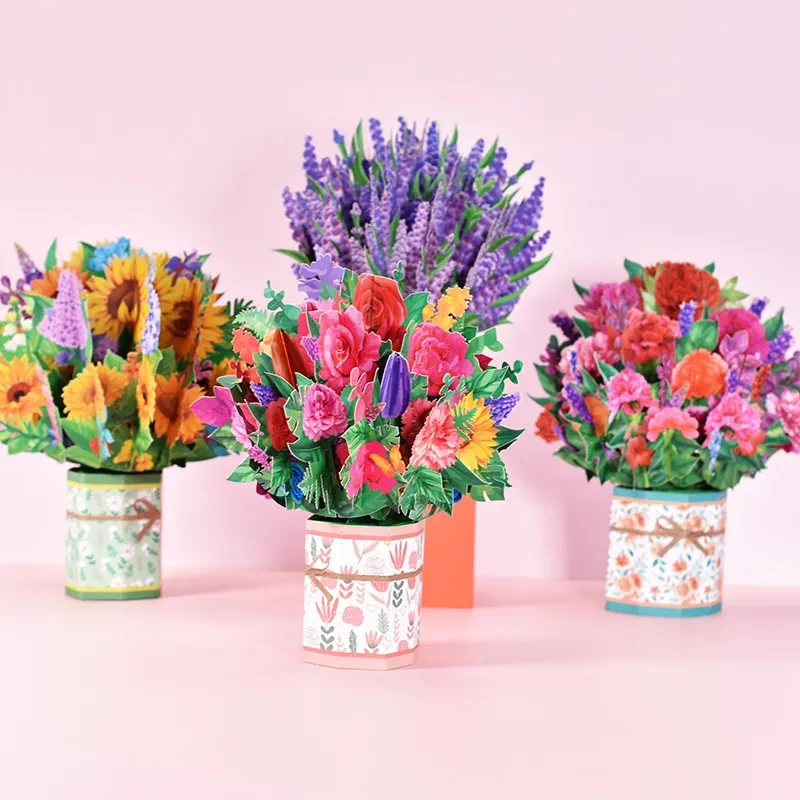 Pop-Up Flower Card Flora 3D Greeting Card For Birthday Graduation Wedding Anniversary