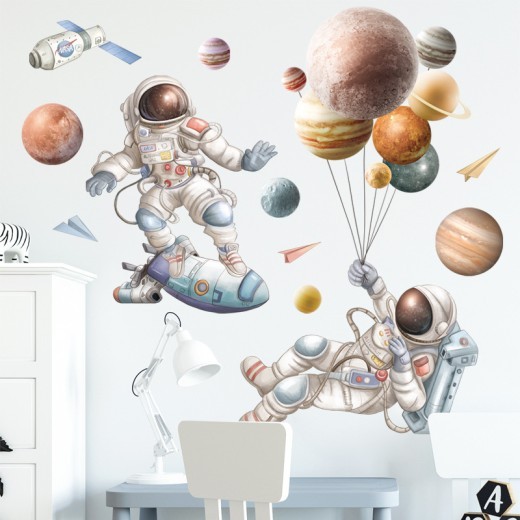 Astronaut Starry Sky Stickers Earth NAS Wall Decoration Background