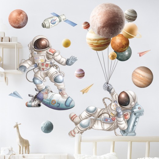 Astronaut Starry Sky Stickers Earth NAS Wall Decoration Background