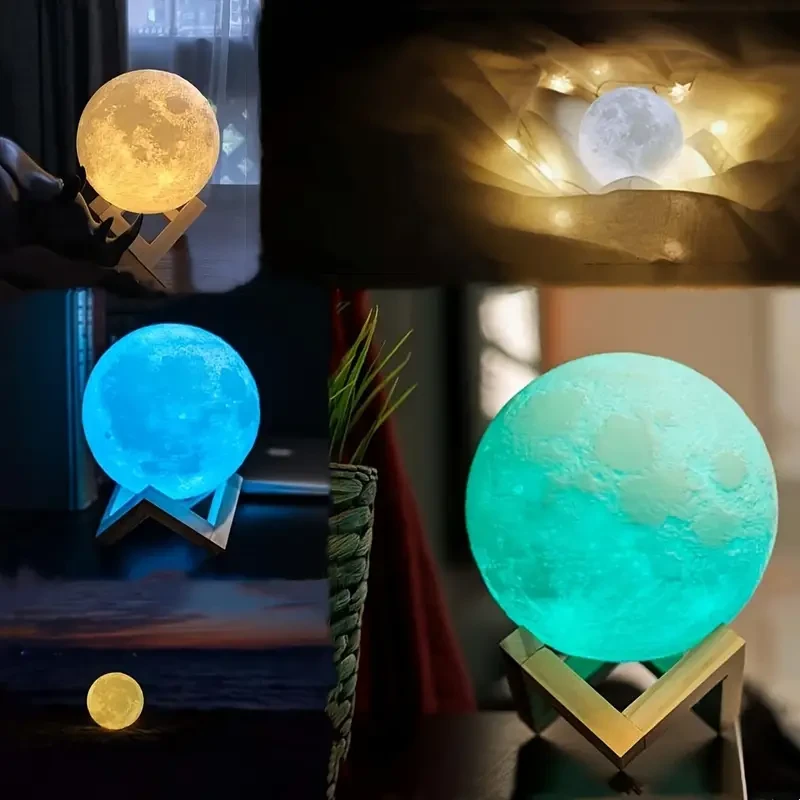 Rechargeable Moon Lamp - Remote & Touch Control, Dimmable Night Light