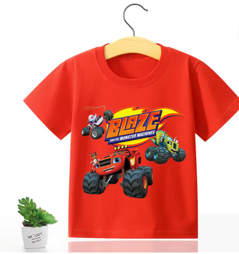 Blazed and Monster Machine Children Clothes T-shirt Cotton Short Sleeve Shirt Blazed Crusher AJ Pickle Top Summer Boys Clothes