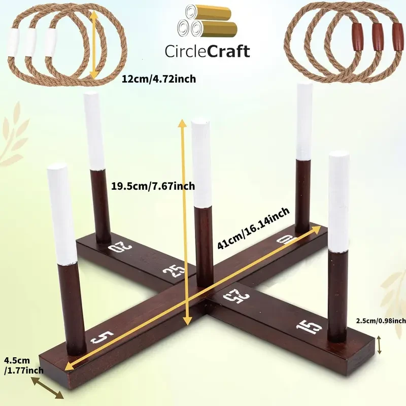 Rustic Wood & Rope Ring Toss Game for Adults