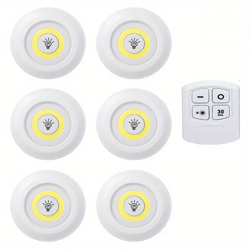 Smart Wireless LED Under-Cabinet Lights - Set of 6 with Remote Control