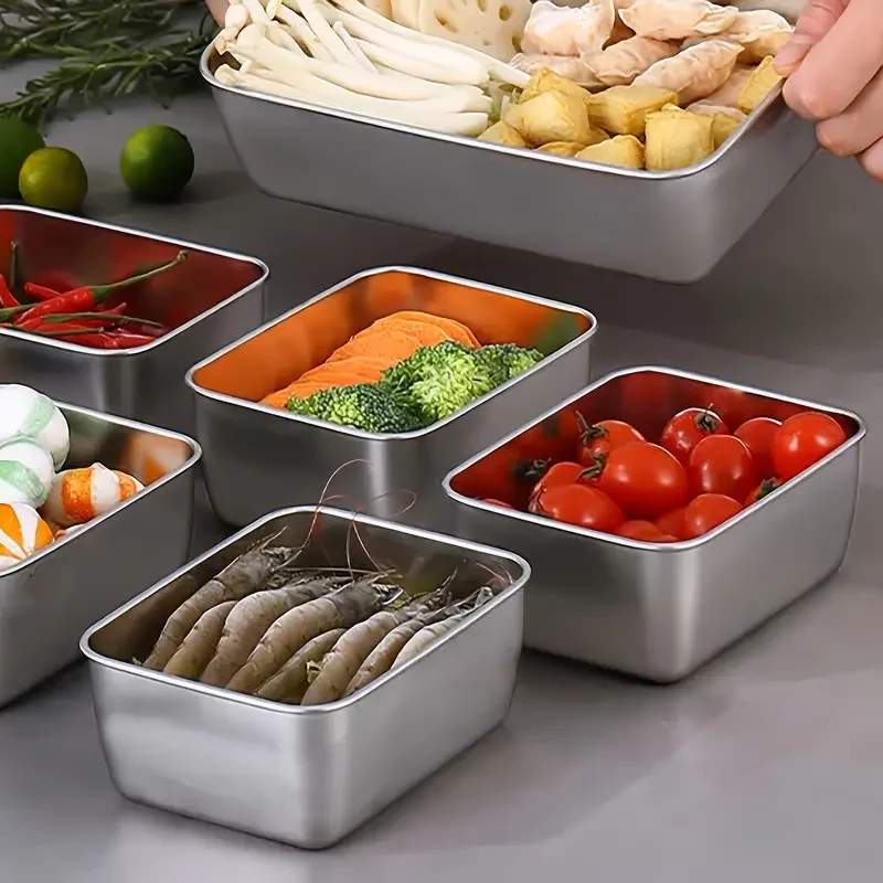 6-Piece Stainless Steel Food Storage Containers Set with Lids - Leakproof, Stackable & Reusable