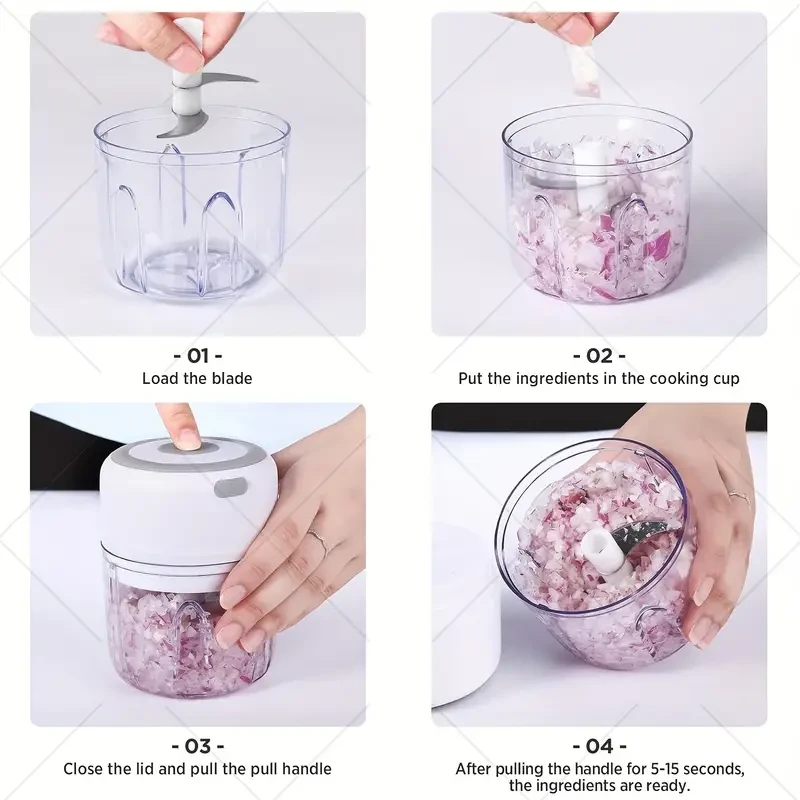 FLZH Electric Mini Garlic Chopper - 3.38/8.45oz USB Meat Grinder, Garlic Masher Machine