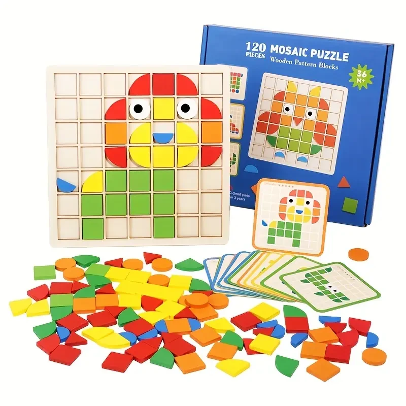 120pcs 3D Mosaic Puzzle Set - Wooden Toys
