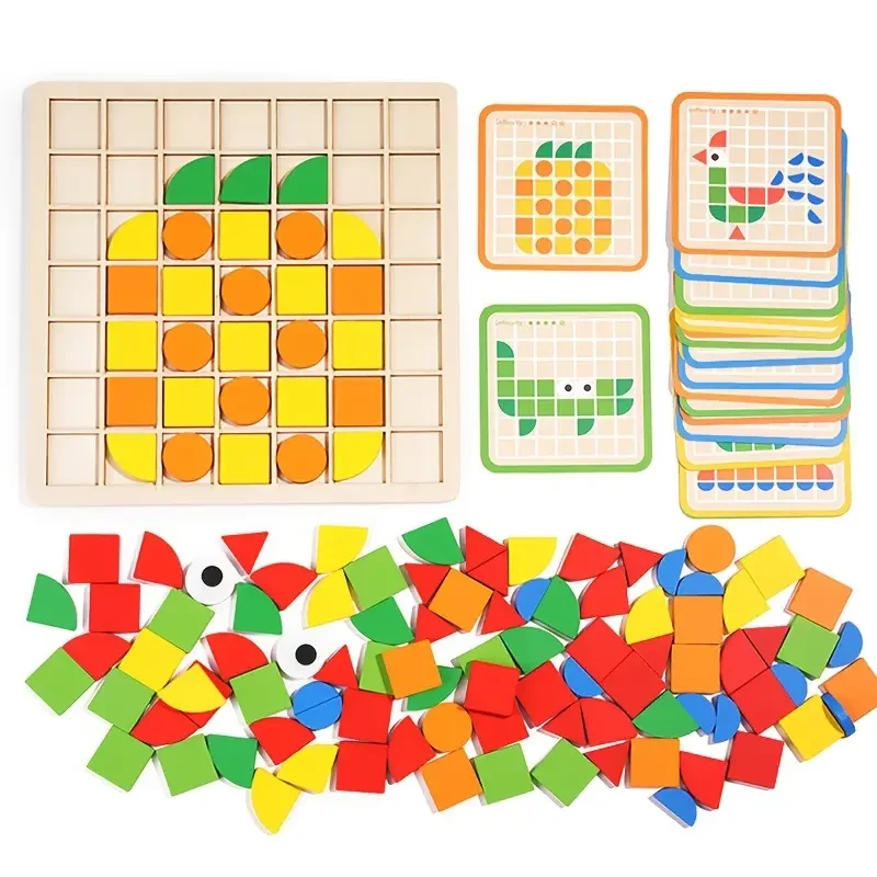 120pcs 3D Mosaic Puzzle Set - Wooden Toys