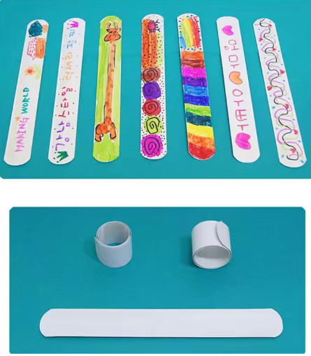 12 Pcs DIY Blank Slap Bracelets Party Favors Easter Gifts for Kids Art Craft Kindergarten