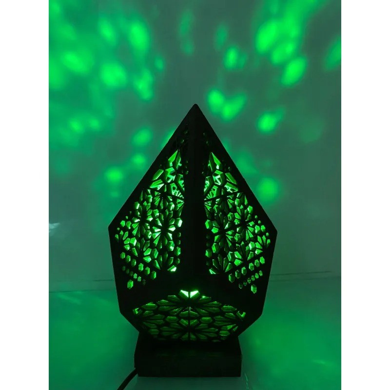 Wooden Hollow LED Projection Night Lamp