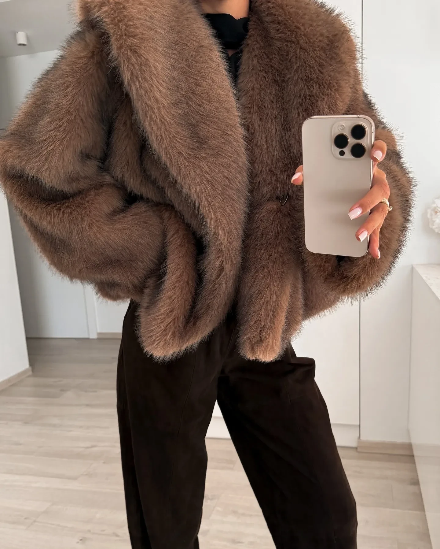 Solid Color Plush Coat Fur Women's Clothing