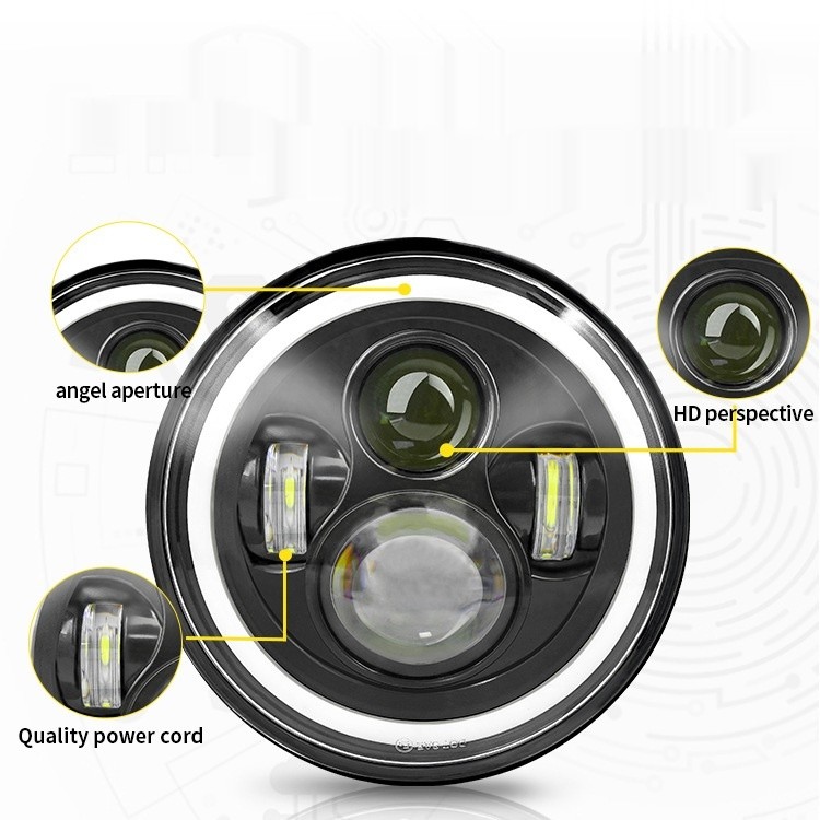 Modified 7-inch RGB Angel Eye LED 50W Large Vehicle Light Work Light