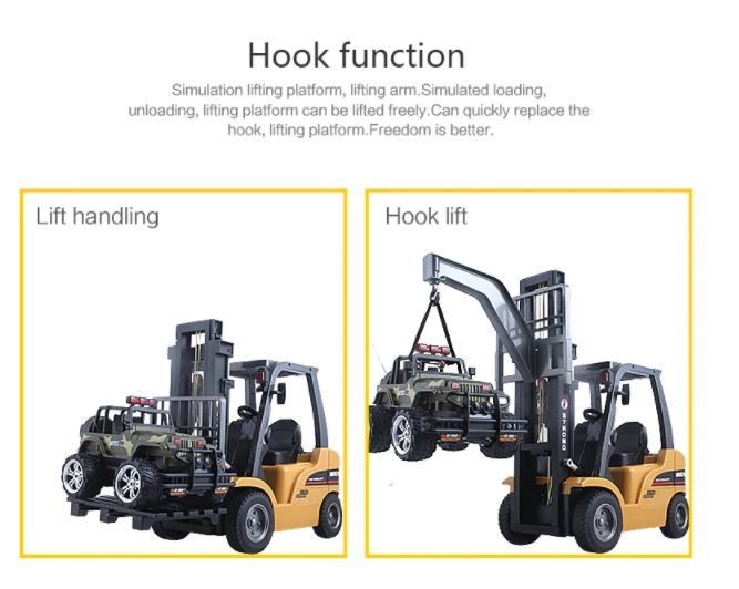 RC Alloy Forklift, HUINA 1577, 1:10, 2.4G, Rechargeable