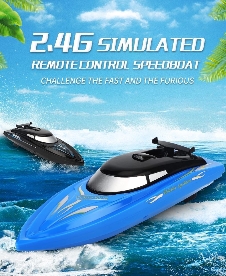 RC Boat, 2.4GB Long lasting Remote Boat, Rechargeable, Black