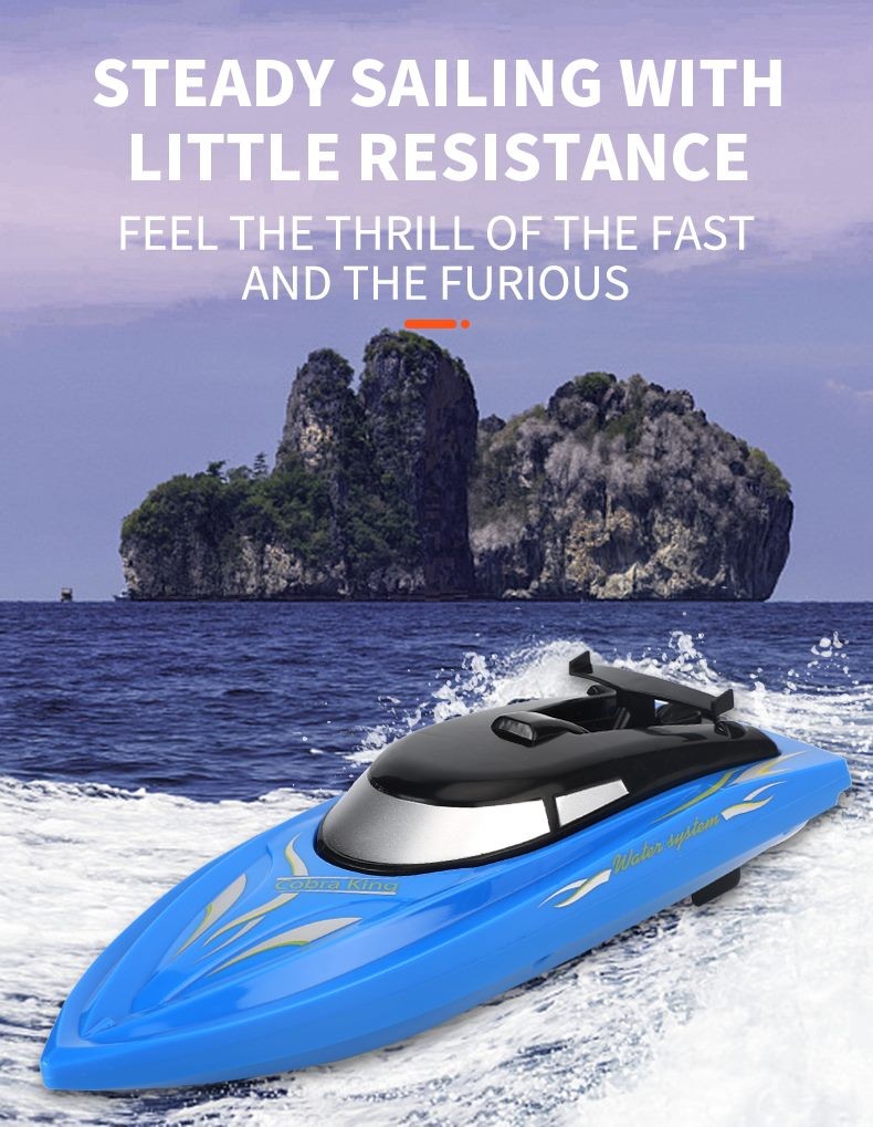 RC Boat, 2.4GB Long lasting Remote Boat, Rechargeable, Black