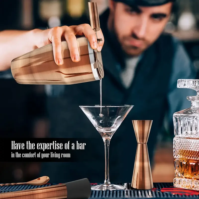 11pcs Rose Golden Cocktail Shaker Set