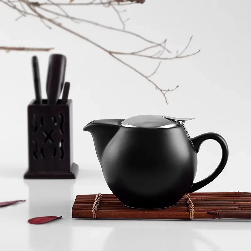 6 Colors 350ml Ceramic Teapot with Stainless Steel Lid & Extra-Fine Infuser